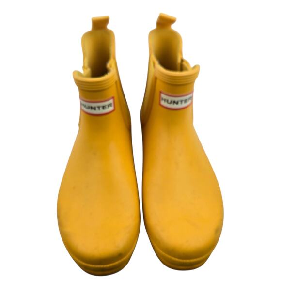 Hunter Ankle Rain Boots Womens 7 Original Chelsea Yellow Logo Gorpcore Dopamine - Picture 6 of 12